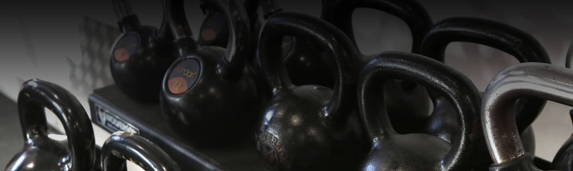 Row of kettlebells