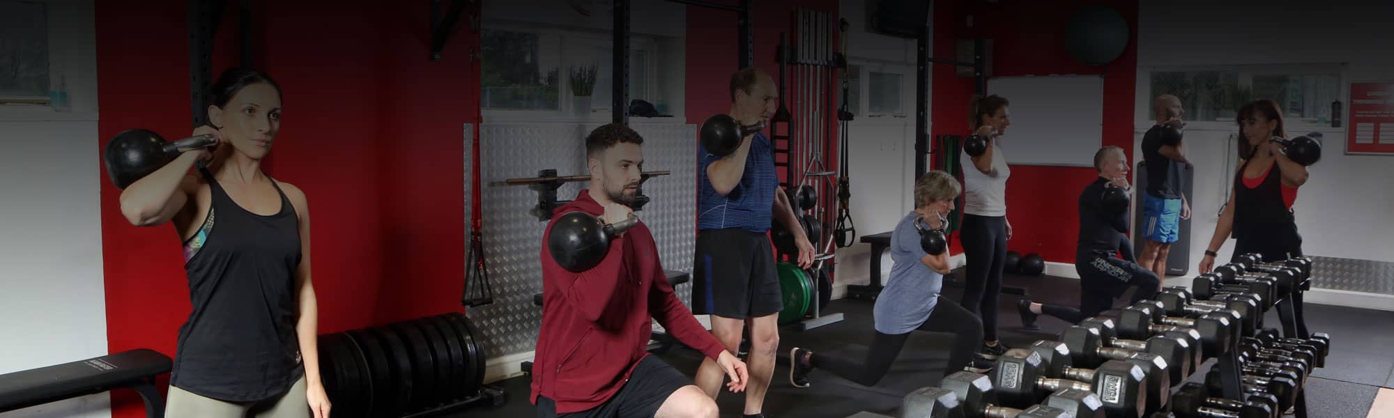 Range of ages and genders in Wrexham fitness class